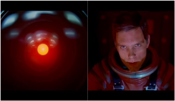 &lt;2001 스페이스 오디세이&gt;(1968)는 스탠리 큐브릭이 제작 및 감독한 SF 영화다. 사진은 인공지능 컴퓨터 '할(HAL) 9000'(왼쪽)이 우주탐사선 디스커버리호의 데이브 선장의 명령을 거부하는 장면. / 사진=유튜브 채널 Movieclips